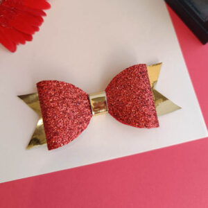 Red Velvet Metallic Glitter Bow